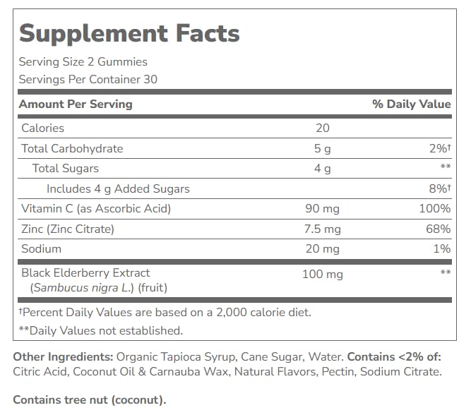 21st Century VitaJoy Sambucus Elderberry Gummies, Immune Support, 60ct | Sambucus Elderberry Gummies with Vitamin C & Zinc, Immune Support, Natural Berry Flavor, A Delicious Daily Immune Gummy
