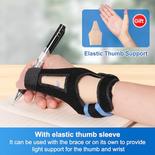 Velpeau Breathable Thumb Brace for Arthritis Pain and Support, Ideal for De Quervain's Tenosynovitis, Tendonitis, Sprained, Osteoarthritis, Trigger Thumb Spica Splint Stabilizer Right or Left Hands(M) Medium Black