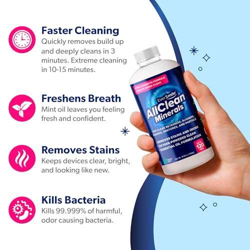 EverSmile AllClean Minerals – Deep Cleaner for Retainers, Clear Aligners, Invisalign, Dentures, Night & Mouth Guards – Removes Stains, Odors & Plaque in 3-Minutes – Up to 120 Uses (300g), 2 Pack 10.58 Ounce (Pack of 2)