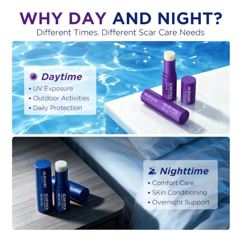 Advanced Silicone Scar Stick - Scar Care for Surgical Scars, C-Section, Burns, Stretch Marks & Acne Marks with Silicone, Vitamin E & Botanical Oils 10g x 2 Sticks
