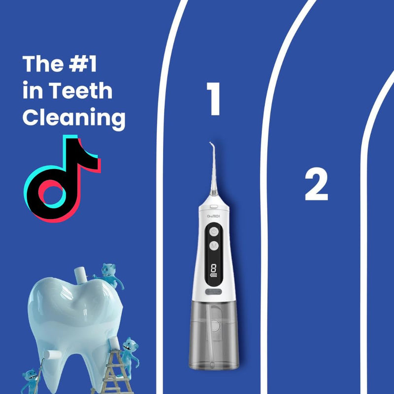 OraTECH Water Dental Flosser, Portable Cordless Oral Irrigator 350ML Rechargeable Travel IPX7 Waterproof Electric Flossing for Teeth Cleaning (Black) Black