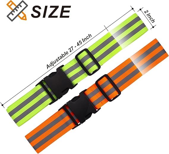 Little World Reflective Belt, Reflective Running Gear Elastic Reflective Sash Green, Orange 10