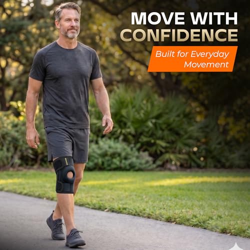 Knee Brace for Women & Men - Adjustable Patella Support & Side Stabilizers Black Large
