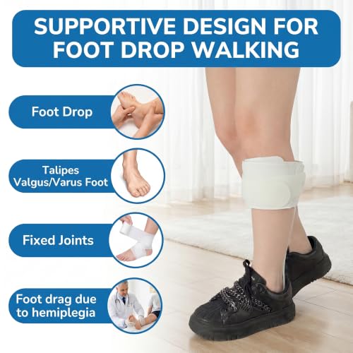 AFO Drop Foot Brace, Half Palm Foot Drop Splint, Medical Ankle Foot Orthosis, Lightweight Walking Support for Natural Gait, Fits in Shoes for Men and Women (Large, Right) Large