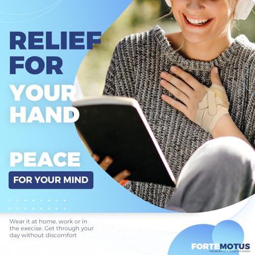 FORTEMOTUS CMC Thumb Brace - CMC Joint Support Stabilizer: for Thumb Joint Pain, Tendonitis, Osteoarthritis, Instability, Lightweight & Adjustable Thumb Support Brace for Men Women Beige, Left Hand Beige - Left Hand Small