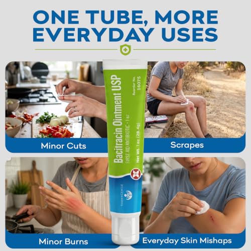 Bacitracin Antibiotic Ointment with Zinc USP - 1 oz Topical Antibiotic First Aid Ointment - Helps Prevent Infection in Minor Cuts, Scrapes, and Burns 1 Pack