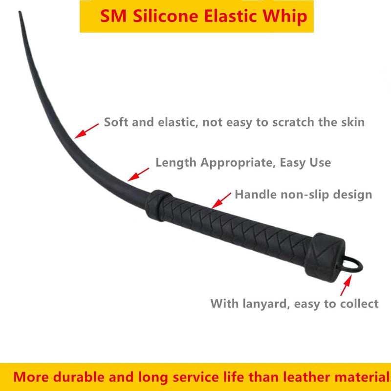 25" Horse Whip Sex Adults Silicone Horse Spanking, BDSM Sex Toy Adult Flogger Silicone Crops for Horses Sex Whip for Couples Black