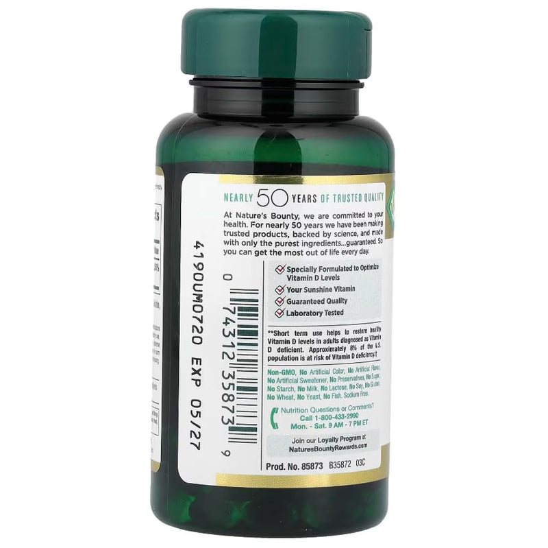 Nature's Bounty, Ultra Strength D3-10,000 IU, 72 Softgels (2pack) 1 Count (Pack of 2)