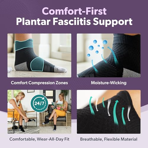 BraceAbility Plantar Fasciitis Support Bundle - Compression Socks and Dorsal Night Splint for Day or Night Foot Drop, Heel and Achilles Pain Relief (Medium)