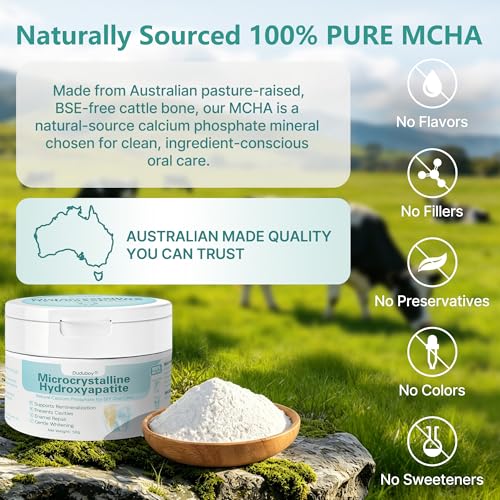 100% Pure Microcrystalline Hydroxyapatite Powder | Non-Nano MCHA for DIY Tooth Care | Remineralization & Whitening | Natural Source from Australian BSE-Free, Pasture-Fed Cattle, Fluoride-Free
