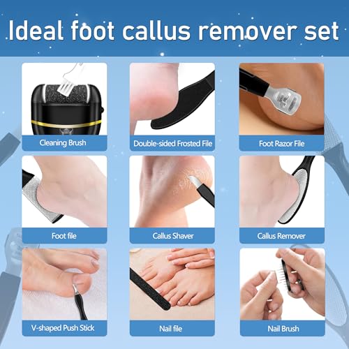 Electric Foot Callus Remover Waterproof，17 in1 Callus Remover for Feet Black
