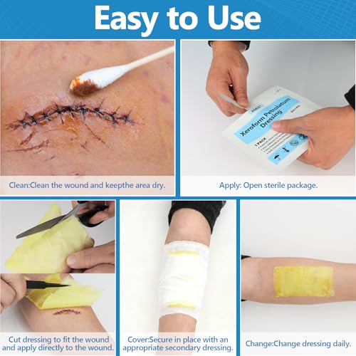 40 Pack Medical Xeroform Petrolatum Dressing Patch,4"x4"Non-Adherent Gauze Pads,Soft Fine Mesh Gauze Patch for Wound Care,Burns,Lacerations,Skin Grafts & Surgical Incisions,Individual Packaged 4"x4"