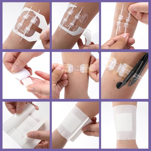 Zip Stitch 13 Pack Wound Closure Strip 3 Types Emergency Laceration Closure Kit Butterfly Bandages Adhesive Bandages Without Stitches for Outdoors