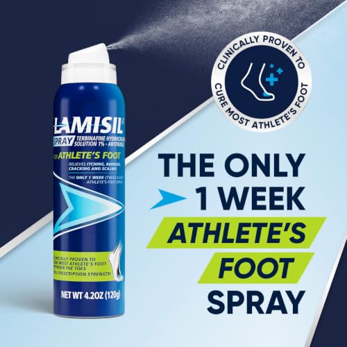 Lamisil Athletes Foot Spray, Antifungal, 1 Week Foot Fungus Treatment, Prescription Strength Terbinafine, Relieves, Treats & Prevents Recurrence, 4.2 oz (120 g)