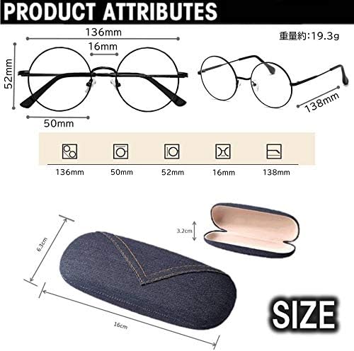 314 Glasses, Gold Gold, PD 62 Prescriptions, Round Glasses, Circle, Classic, Ultra Lightweight, Stylish Design, Metal, Round Frame, 3 Colors, Unisex, Denim Glasses Case Included - BeesActive Australia