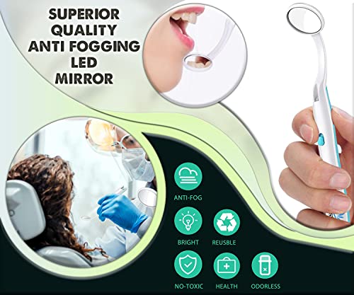 Dental Mirror for Teeth with LED Light – Dentist Mirror for inside Mouth, Gums & Tongue – Anti-Fog Reusable Mouth Mirror Dental for Home Use, handheld dental mirror by ARSUK – 2 Pack
