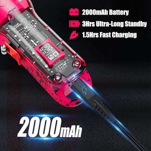Professional Hair Clippers for Woman, Cordless Barber kit for Hair Cutting & Grooming, Hair Clippers Set for Barber Haircut with LED Display 8 Fade Taper Combs(Pink) Pink