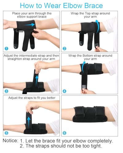 Elbow Brace with 2 Removable Metal Splint for Sleeping, Adjustable Cubital Tunnel Brace with Compression Sleeve for Tennis Elbow, Ulnar Nerve Brace Fit Women Men Relief for Arthritis, Tendonitis