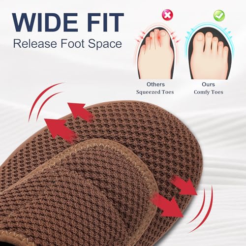 Mens Walking Shoes Wide Diabetic Shoes Adjustable Swollen Feet Neuropathy Orthopedic Shoes Breathable Barefoot Zero Drop Sneakers 12 Wide Brown
