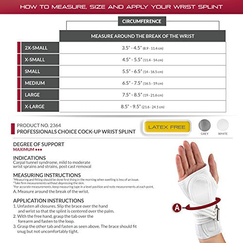 OTC Wrist Splint, Cock-Up Lacing, Canvas, ProChoice, Grey, Medium (Left Hand) Medium (Pack of 1) Gray (Left Hand)