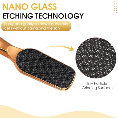 Nano-Glass Foot File Gold, Ergonomic Handle Foot Care Tool