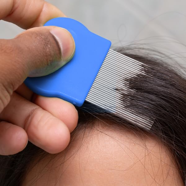 Ezy Dose Kids Lice Comb, Head Lice & Nit Removal, Safe for All Hair, Blue Long Pin Teeth