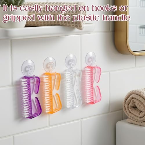 EBOOT 4 Pcs Nail Brush for Scrubbing 3x1.5 x1'', Pink,Clear,Orange,Purple