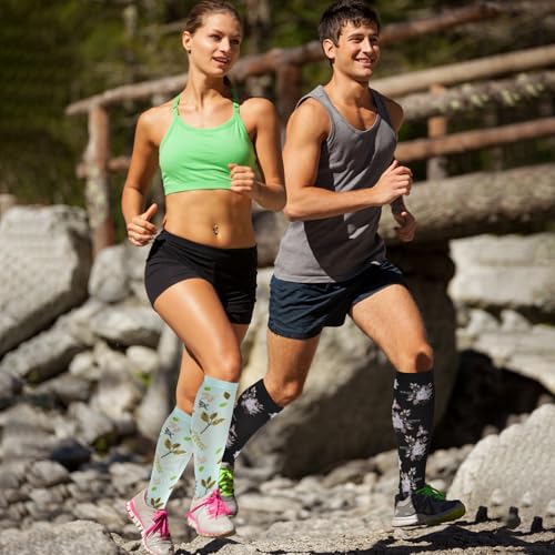 6 Pairs Compression Socks for Women Men Knee High Large-X-Large Multi