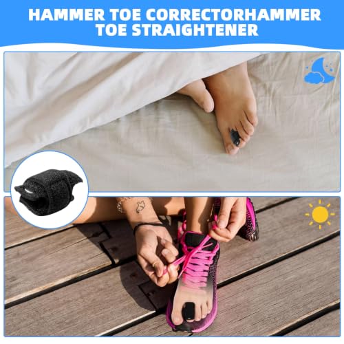 4PCS Hammer Toe Straightener, Toe Splints for Straightening, Hammer Toe Corrector for Women, Hammertoe Straightener with 2 Aluminum Plate, Toe Straighteners for Curled Toes, for Walking& Rest(Black) Black 4