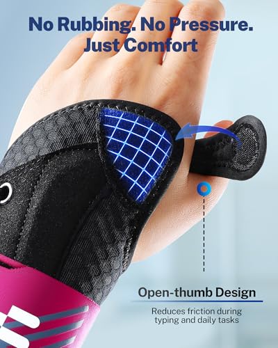 Quick Adjust Carpal Tunnel Wrist Brace, Open Thumb Opening for All-Day Wear S/M Right