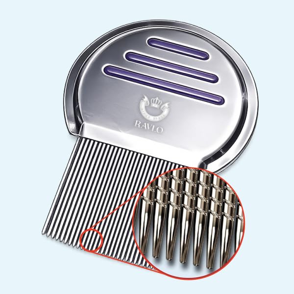 Professional Head Lice Comb Kit for Kids and Adults, Stainless Steel Fine Tooth Nit Comb for Removing Lice, Nits, Eggs and Dandruff, Reusable Hair Treatment Comb Set