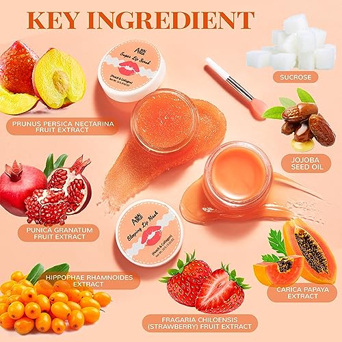 ANAI RUI Lip Scrub & Lip Mask Set, Peach orange