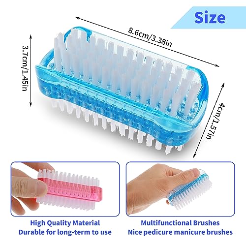 Amaxiu Nail Cleaning Brushes, Double Sided Nail Clean Up Brush with Nylon Stiff Bristles Fingernail Brush for Cleaning Cuticles Fingernails Toes Nail Hand Scrub Brush for Men Women, 2 Pcs(Red, Blue)