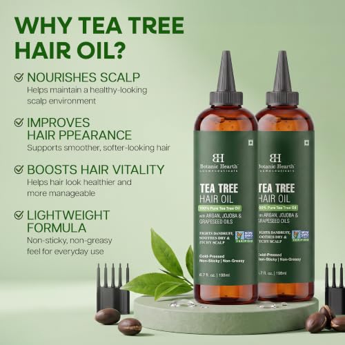 Botanic Hearth Tea Tree Hair Oil For Hair Growth - 6.7 Fl oz Set of 2 6.7 Count (Pack of 2)