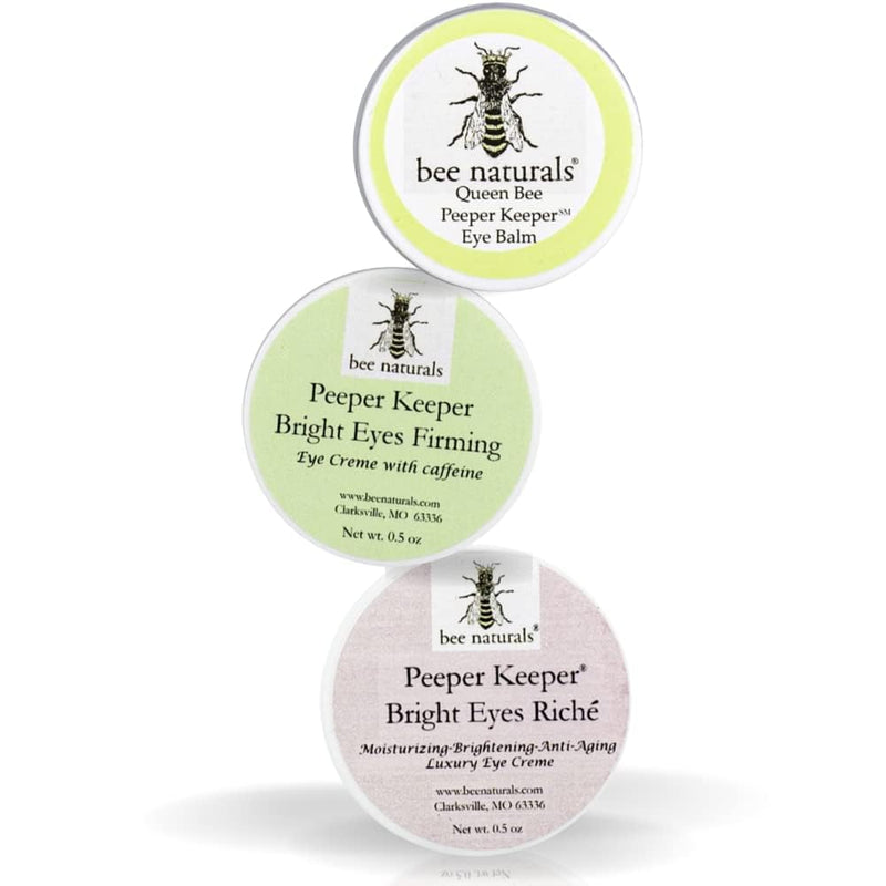 Bee Naturals Peeper Keeper Trio Eye Care - Gift Set for Eye Wrinkles, Puffy Eyes, and Crow's Feet Trio Eye Care (Assortment Pack)