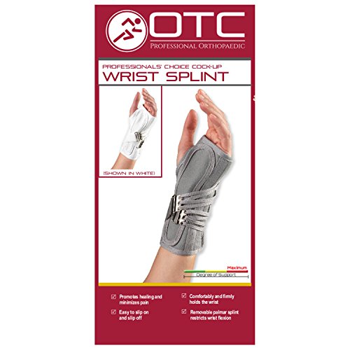 OTC Wrist Splint, Cock-Up Lacing, Canvas, ProChoice, Grey, Medium (Left Hand) Medium (Pack of 1) Gray (Left Hand)