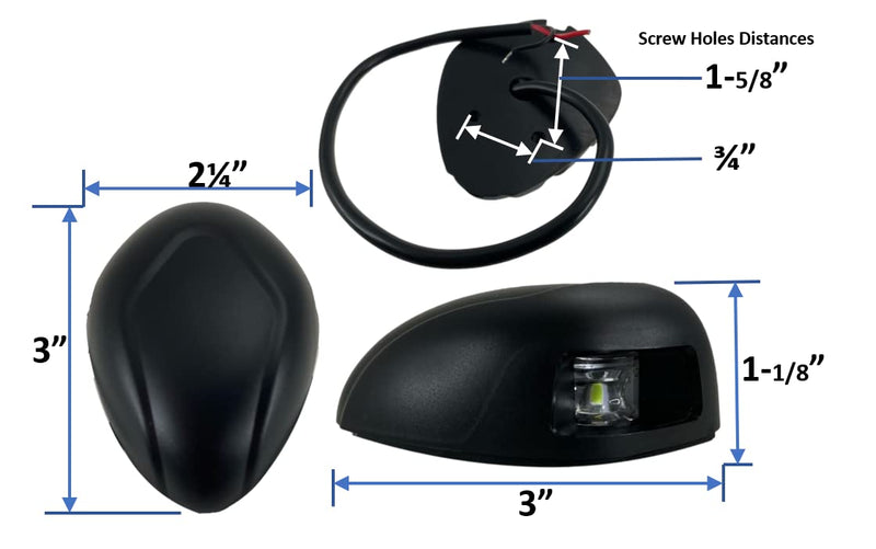 Pactrade Marine Boat Horizontal Mount Navigation Green Red Light 2NM LED IP:66 20m 112.5 Degrees Each DC12V/2W Black Plastic PC Housing (Green Starboard & Red Port Lights) Green Starboard & Red Port Lights