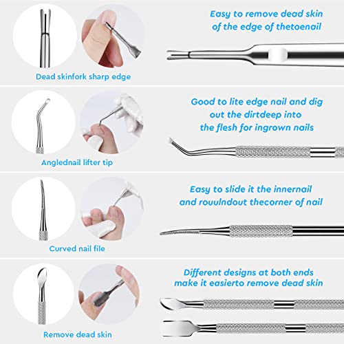 7-Pack Ingrown Toenail Tool Kit - File, Lifters, Surgical Safe Pedicure Tools for Nail Treatment & Pain Relief 7-Pack