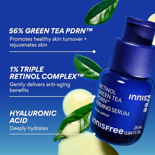 innisfree Green Tea PDRN Serum | Korean Skincare with Retinol & Hyaluronic Acid for Hydrating, Anti‑Aging Care and Wrinkles | Suitable for Acne‑Prone & Sensitive Skin | Available in Jumbo & Gift Set 0.84 fl. oz. / 25ml: Full Size