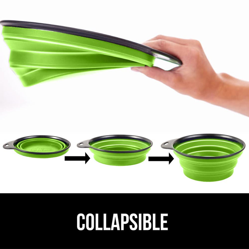 Gorilla Grip Collapsible Dog Bowl, Silicone Set of 2 Travel Bowls with Carabiner, Foldable and Portable Accessories for Cat and Dogs, Small Pet Hiking Supplies, Food and Water, 1 Cup, Royal Blue/Green Royal Blue Green - BeesActive Australia