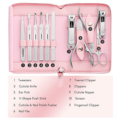 Manicure Set, Familife Manicure Kit Manicure Set Professional 11PCS Nail Clippers for Women Nail Kit Gifts for her and