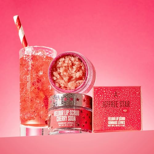 Jeffree Star Cosmetics Velour Lip Scrub, Exfoliating Sugar Lip Treatment, Cruelty-Free & Vegan, 30 G / 1 oz. (Cherry Soda) Cherry Soda