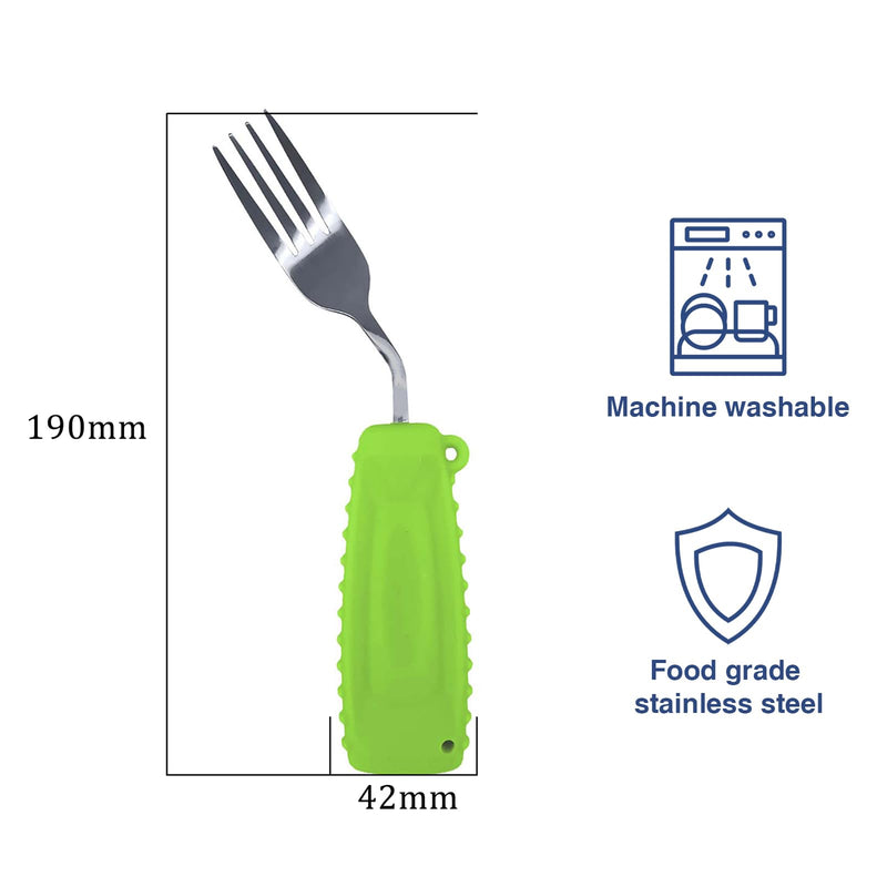 Adaptive Utensils Spoon & Fork Easy to Hold for Independent Eating, Weighted Utensils for Hand Tremors (Green Spoon & Fork Right Hand) 1 Set Green Spoon & Fork Right Hand - BeesActive Australia