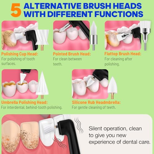 Tooth Polisher, RRZIOM Teeth Cleaning Kit with 5 Heads, 5 Modes, 4 Pastes Black-1