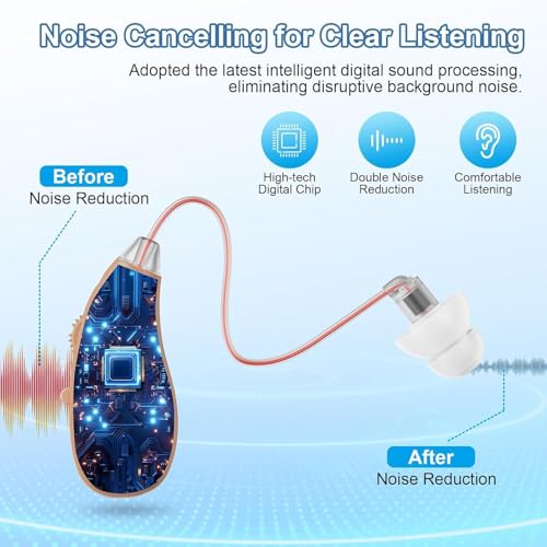 Hearing Aids, Hearing Aids for Seniors Severe hearing Loss, Small In Ear Rechargeable Hearing Aids with Long Lasting Battery, Clear Sound, Comfortable Fit, Nearly Invisible Hearing Amplifiers