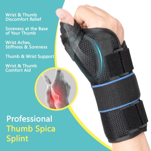 Thumb Spica Splint Brace for De Quervain's Tenosynovitis Arthritis CMC Support, Adjustable Wrist Brace with Thumb Support for Men and Women, Carpal Tunnel Wrist Brace Night Support, Left, L Left Hand