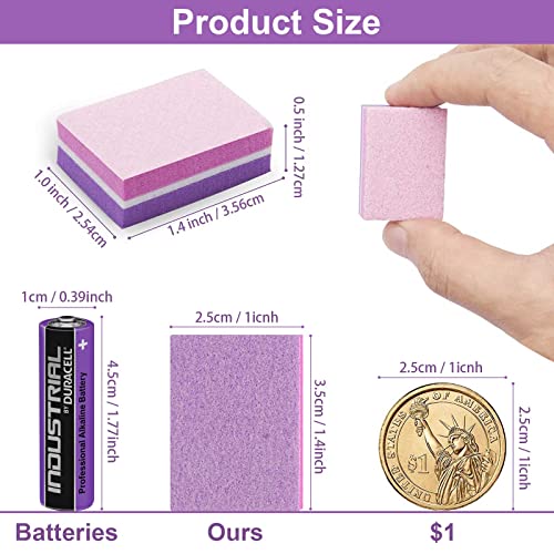 CGBE Nail Buffer (50 Pack), Buffer Block Nail File 100/180 Grit, Mini Nail Buffers Block Sponge Double Sided Nail File for Acrylic Nails Manicure Tools (Pink-Purple) Pink-purple