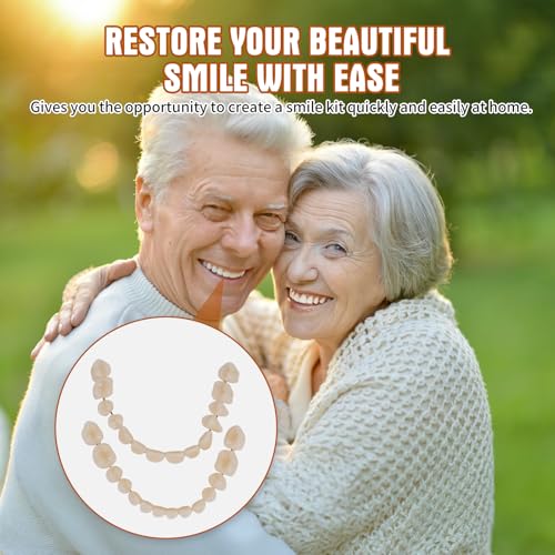 Asettlekit DIY Denture kit Convenient and Easy DIY dentures kit at Home Complete Make Your own dentures Kits for top and Bottom of Temporary Repair Missing Teeth red