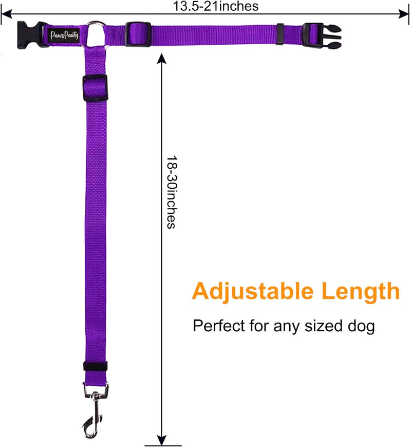 PawsPawty 2 Pack Headrest Dog Car Safety Seat Belt Adjustable Nylon Fabric Car Leash Vehicle Seatbelts Harness for Dogs 2-in-1 Leash and Restraint Purple - BeesActive Australia