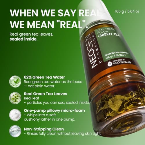 NEOGEN Dermalogy Real Fresh Foam Green Tea Facial Cleanser 5.64 oz (160g)